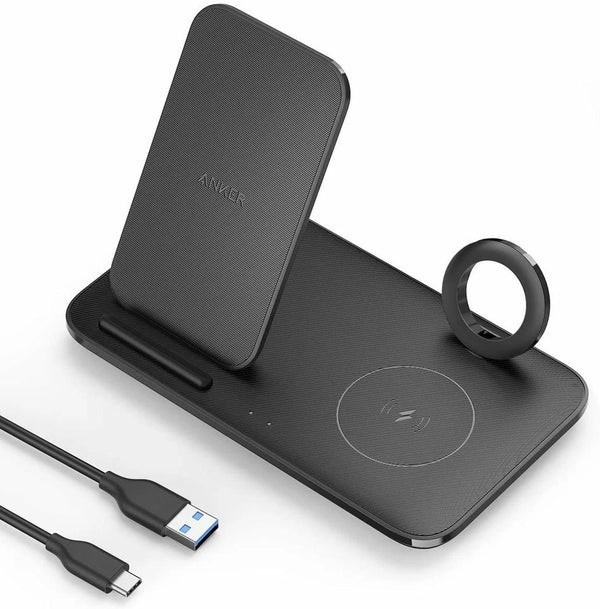ANKER POWERWAVE 3-IN-1 STAND WITH WATCH CHARGING CABLE HOLDER - BLACK - Like New