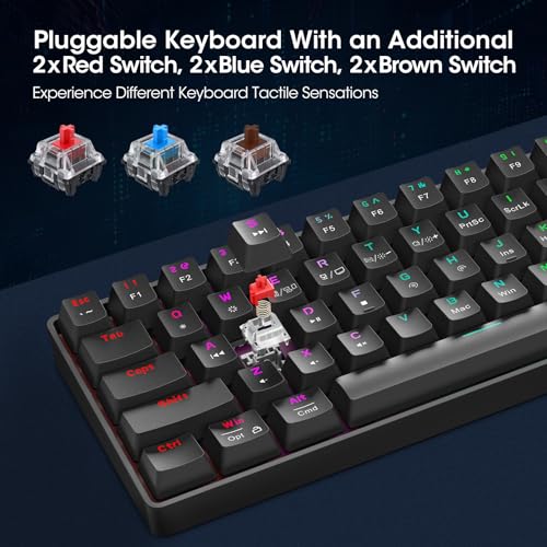 KOORUI Gaming Keyboard 6056611 26 RGB Backlit Blue Switch MK061 - BLACK - Like New