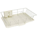 SWEET HOME COLLECTION METAL, PLASIC 3 PIECE DISH DRAINER RACK SET IVORY - Like New