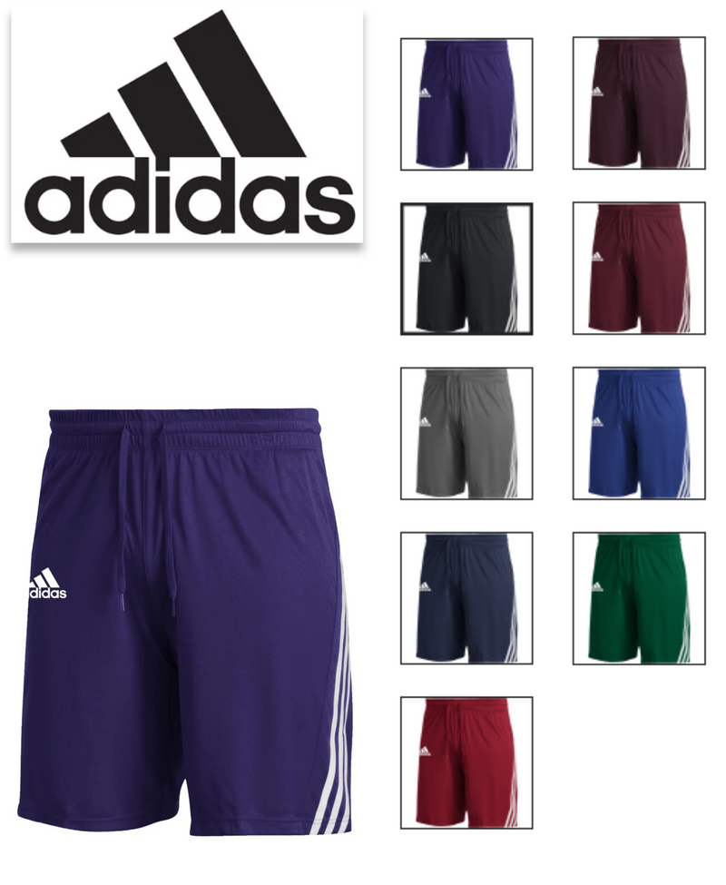 GM2463 ADIDAS MEN'S 3-STRIPES KNITS SHORTS PURPLE/WHITE XL - PURPLE Like New