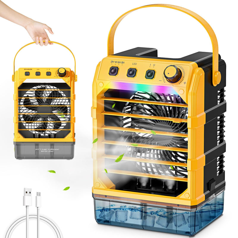 TAIRDA PORTABLE MISTING FAN COMPATIBLE FOR DEWALT 20V 60V (NO BATTERY) - YELLOW - Like New