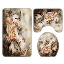 4 Piece Shower Curtain Bathroom Sets Warm Yellow Flower Butterflies Bath Decor - Brand New
