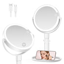 GONOBLE LIGHTED MAKEUP MIRROR WITH 10X MAGNIFICATION RECHARGEABLE MS23 - WHITE - Like New