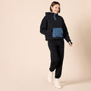 AMAZON ESSENTIALS WOMEN'S TEDDY FLEECE QUARTER HOODED JACKET - SIZE: L - BLACK - Brand New