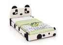 COSTWAY TWIN SIZE KIDS BED TODDLER UPHOLSTERED PANDA HEADBOARD - WHITE - Like New