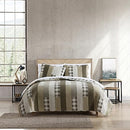 EDDIE BAUER FAIRVIEW 3-PIECE Cotton Full/Queen Quilt Set - Plaid Brown - Like New