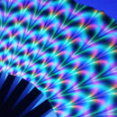 HARIUMIU BAMBOO HAND FAN COLORFUL HOLOGRAPHIC RAVE FAN FOLDING FAN - G - Like New