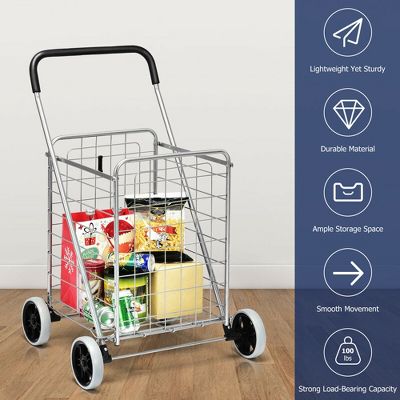GENERIC FOLDING SHOPPING CART PORTABLE FOR GROCERY LAUNDRY TRAVEL - GRAY - Brand New