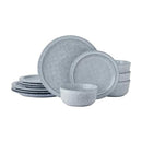Pfaltzgraff Blooming Meadow 12 Piece Plates Bowls Dinnerware Set, Service 4 Blue - Like New