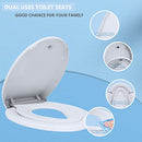 JINGZE ADULT/CHILD ELONGATED TOILET SEAT BUILT-IN POTTY TRAINING MAGNETIC WHITE - Brand New