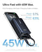 BASEUS POWER BANK, PICOGO 10000MAH 45W 3-OUTPUT CHARGER BUILT-IN CABLE - BLACK - Like New