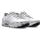 UA W HOVR SONIC 6 WHITE/WHITE/METALLIC SILVER Size 7.5 New