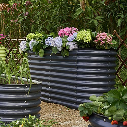 OLLE GALVANIZED RAISED GARDEN BED OUTDOOR: GARDEN PLAN MIDNIGHT GRAY - Like New