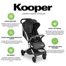 JOOVY KOOPER LIGHTWEIGHT BABY STROLLER REMOVABLE SWING-OPEN TRAY - BLACK - Like New