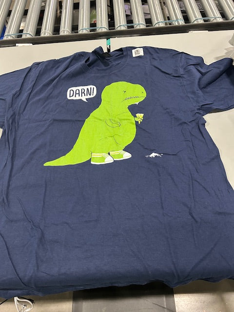 GILDAN XL NAVY DINOSAUR DARN ICECREAM T SHIRT - NAVY BLUE - Like New