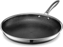 HEXCLAD 14 INCH HYBRID NONSTICK FRYING PAN STAY-COOL HANDLE ALL COOKTOPS SILVER - Like New