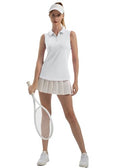 FKEEP WOMEN'S SLEEVELESS POLO GOLF TENNIS SHIRT V-NECK WITH COLLAR - S - WHITE - Brand New