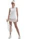 FKEEP WOMEN'S SLEEVELESS POLO GOLF TENNIS SHIRT V-NECK WITH COLLAR - S - WHITE - Brand New