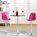 MoNiBloom Pink High Back Bar Stools Set of 2 PU Leather Cushion, B0CB7WRP4S - Brand New