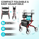 PLANET WALK Lightweight Rollator Walker for Seniors, Walker Seat - Red - Brand New