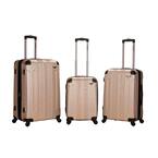 ROCKLAND LONDON 3-PIECE HARDSIDE SPINNER LUGGAGE SET, CHAMPAGNE Like New