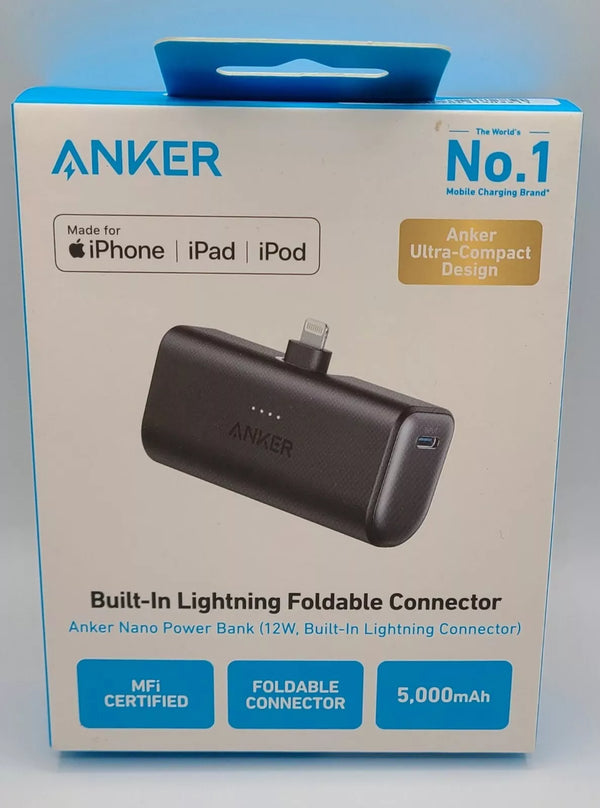 ANKER NANO POWER BANK 22.5W DUAL USB-C CONNECTOR MADE FOR APPLE PRODUCTS - BLACK - Brand New