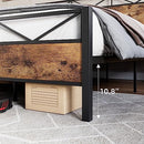 GAOMON QUEEN BED METAL PLATFORM BED FRAME VINTAGE WOOD PHO-OYJGKVRX - BROWN - Like New