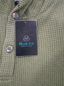 BLUE ICE WAFFLE KNIT HOODED SWEATER - SIZE: MEN M - OLIVE - Like New