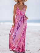 CAA05A4F075DK CUPSHE V-NECK BELTED MAXI DRESS WOMEN XS - PINK - Brand New