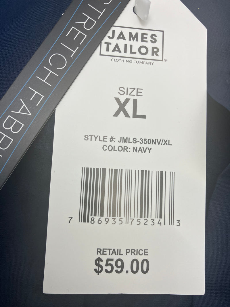 JAMES TAILOR DRESS SHIRT - SIZE: EXTRA LARGE - NAVY - JMLS-350NV - Brand New