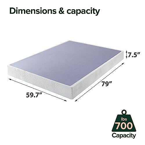 ZINUS Metal Box Spring with Wood Slats, 7.5 inch Mattress Foundation, Queen - Like New