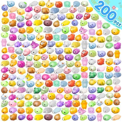 200 Pcs Mochi Squishy Toy, Mini Kawaii Squishies Bulk Sensory Fidget Toys - Like New