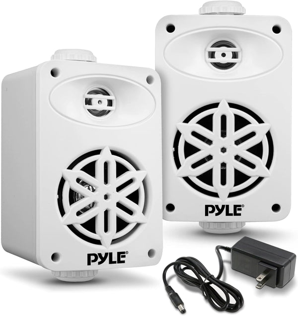 Pyle Jovial Bluetooth Speakers Pair, 200 Watt, 3.5” PDWRBT36WT - White Like New