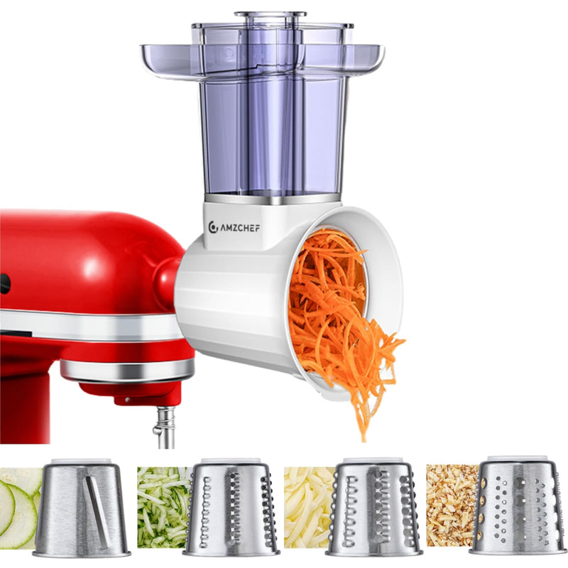 AMZCHEF SLICER SHREDDER, ATTACHMENTS, 2.8IN LARGE FEED, 304 STAINLESS STEEL - Like New