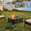 Yaheetech Multifunctional Fire Pit Table 32in Square Metal Firepit Stove - Brand New