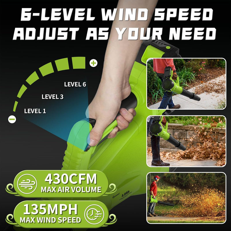 GREENER 21V LEAF BLOWER CORDLESS (TOOL ONLY) - GREEN - Like New