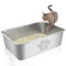 PTWAA Stain Resistant Cat Litter Box High Side Cats Toilet Metal KITTEN - SILVER - Like New