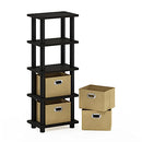 FURINNO LACI 4-BINS SYSTEM RACK 11.3(W) x 28.8(H) Inches 99150 - ESPRESSO/BLACK - Like New