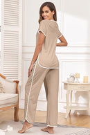 FKeep Stripe Pajamas Set Women Two Piece Nightwear Short Sleeve - Brand New