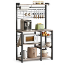 VASAGLE BAKERS RACK WITH MAGNETIC KNIFE HOLDER, WIRE BASKET - GREIGE/BLACK - Like New