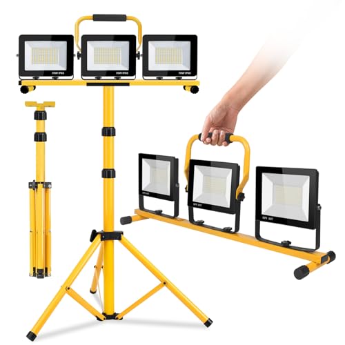 DNTGR 22000 Lumen Work Lights with Stand, 3 Adjustable Head LED Work Light - Like New
