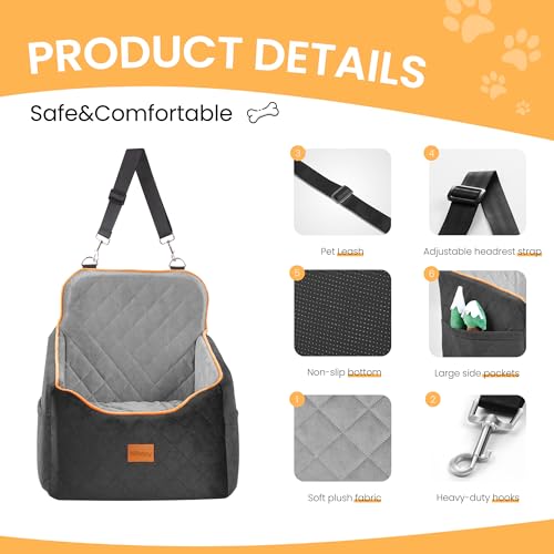 Dog Car Seat for Small Dog with Washable Mat, Memory Foam Booster Seat - Like New