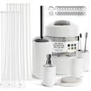 CLARA CLARK BATHROOM SET - 20PC ACCESSORY CURTAIN SET CCBTHSTWHT - White - Brand New
