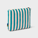 OPEN STORY WATER RESISTANT POUCH TOILETRY KITS AND BAGS LIGHT, TEAL/WHITE STRIPE - Brand New