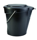 Vikan 56869 Plastic Round Heavy Duty Pail Stainless Steel Handle, 3 gal - Black - Brand New