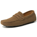 GT-2288 GO TOUR MEN'S PENNY LOAFERS MOCCASIN DRIVING SHOES, SIZE 7.5, KHAKI - Like New