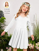 ARSHINER GIRLS LONG SLEEVE STRETCHY A LINE TWIRLY DRESS SIZE 5T WHITE - Brand New