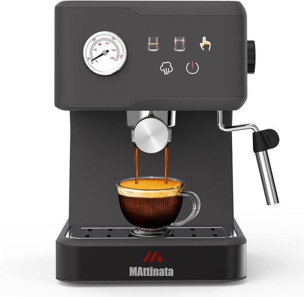 MATTINATA CM1683A Espresso Machine, with Milk Frother and Steamer - Gray Like New