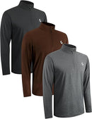 3 PACK QUARTER ZIP PULLOVER MEN LONG SLEEVE SWEATSHIRTS - 2XL - BLACK/BROWN/GRAY - Like New