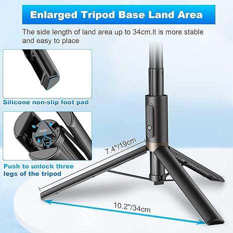 TONEOF 60" Cell Phone Selfie Stick Stand All-in-1 AB-202MAX - Black - Like New